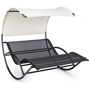 blumfeldt The Big Easy - Divano da Giardino a Dondolo, Lettino, Ergonomico, Resistente alle intemperie, Tetto Impermeabile, Protezione Raggi UV, Uso Interno o Esterno, Max. 350 kg, Nero Lucido