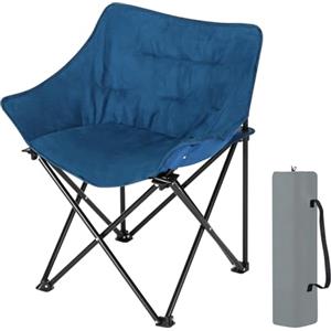 WOLTU Sedia da Campeggio Pieghevole e Portatile - Per Pesca, Picnic, Spiaggia, Esterno - Con Custodia, in Finto Suede e Tessuto Oxford, Blu, 63x44,5x73,5cm