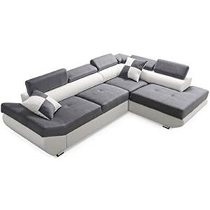 Robin Inspire Robin Saturn Divano angolare con funzione di letto con cassetto per la biancheria e cuscin angolo a destra grigio e bianco 280 x 200 x 75