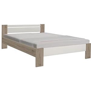 AVANTI TRENDSTORE Pinta - Fusto letto matrimoniale in legno laminato nel colore quercia sanremo e bianco, materasso e doghe NON compresi. Dimensioni LAP 185x71x204 cm