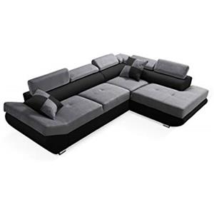 Robin Inspire Robin Saturn Divano angolare con funzione di letto con cassetto per la biancheria e cuscin angolo a destra grigio e nero 280 x 200 x 75