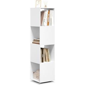 EUGAD Libreria Girevole a 4 Piani, Saffale Salvaspazio, Libreria Bianca per Camera da Letto, Soggiorno, Ufficio, Studio, 35 x 145 x 35 cm