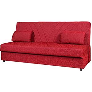 Arredo Stock Divano letto 3 posti in tessuto con cassettone contenitore, 184x80x86 (Rosso)