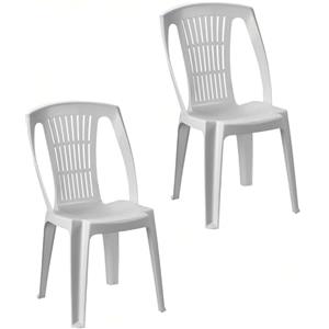 Sicignano Casalinghi Ingrosso Casalinghi Sicignano | Set 2 Sedie Stella in Polipropilene Bianco, Monoblocco Impilabile Finitura Opaca, 48x53x86h cm - Arredo Interno Esterno Giardino Balcone Terrazzo Made in Italy