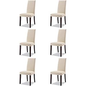 S.I.S.A. di G.&G. srl con socio unico SISA srl, Set 6 Sedie Sala Da Pranzo Imbottite, Sedie Cucina, Sedia Modello Denver, Colore Beige Gamba Noce, Materiale Ecopelle, 100x47x46 cm, Arredamento Casa, Sedie Cucina Moderna