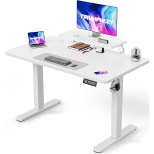 TRIUMPHKEY scrivania regolabile in altezza 120 x 60 cm, Ripiani per monitor, Scrivania per gaming elettrica, Sedia per computer a piedi, Tavolo per ufficio domestico e studio, Tavolo articolato