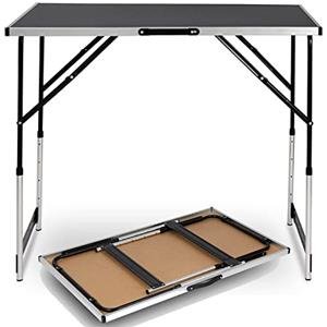 eSituro Tavolo da Campeggio Regolabile in Altezza (73-94 cm), Tavolo Pieghevole Salvaspazio in Alluminio, per Giardino, Picnic, Leggero, Nero 100x60x94 cm