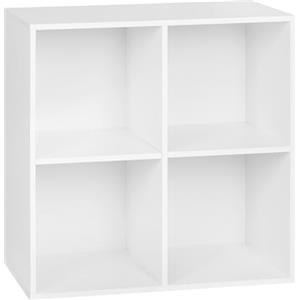 WOLTU Libreria Bassa a 4 Cubi Scaffale Moderno in Legno Espositore Porta Libri per Salotto, Studio, Ufficio, 59.6X29X59.8cm, Bianco, SK002ws2