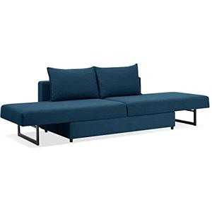EVERGREENWEB MATERASSI & BEDS EVERGREENWEB - Divano letto chaise longue 3 posti trasformabile in comodo Letto Matrimoniale | Divano letto Angolare con Penisola | Design Moderno lunghezza 230 cm | Colore Blu | Angélique