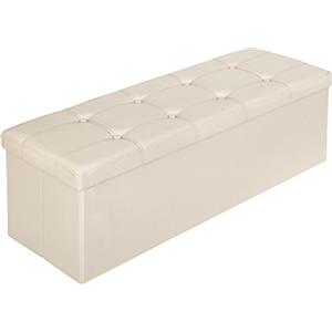 TecTake 110x38x38 cm Sgabello pieghevole Cassapanca Pouf Contenitore Poggiapiedi Cubo - disponibile in diversi colori - (Beige | no. 401824)