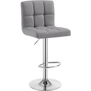 WOLTU Sgabelli da Bar Sedia Cucina con Schienale Poggiapiedi Tessuto di Lino Cromato Altezza Regolabile Girevole Moderni Grigio Leggero 1 X