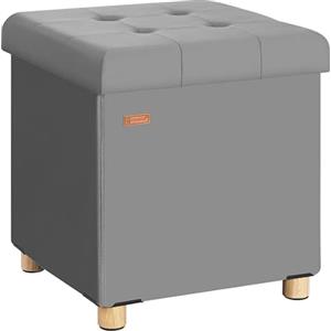 Casaria® Pouf Sgabello 38x38cm Portaoggetti in Velluto Pieghevole con Piedini Poggiapiedi Imbottito Portata 300kg Soggiorno Camera da letto Corridoio