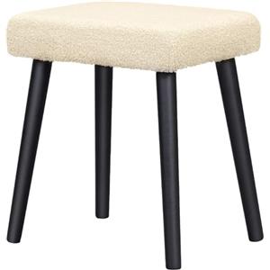 eSituro Piccolo Poggiapiedi Ottomano, Pouf Poggiapiedi Quadrato con Sedile Imbottito, in Velluto Teddy, per Ingresso Divano Salotto, Beige