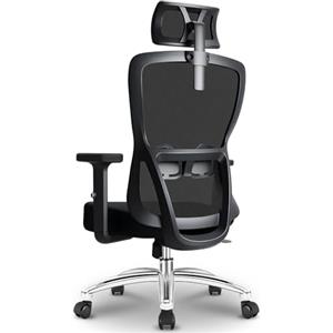 Durrafy Sedia Ufficio Ergonomica, Sedia da Ufficio in Rete con Supporto Lombare, Poggiatesta e Braccioli Regolabili, Altezza Regolabile, Sedia Girevole con Funzione Oscillante 90°-130°, Nero