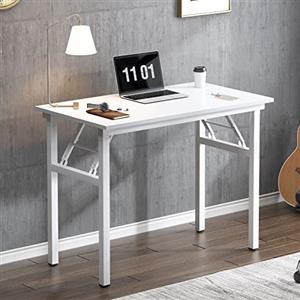 SogesHome Scrivania per computer,Scrivania pieghevole, Tavolo da Studio,Scrivania da ufficio, per l'ufficio domestico,80 x 40 x 75 cm Bianco,AC5DW-8040-SH