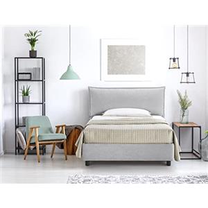 EVERGREENWEB MATERASSI & BEDS EVERGREENWEB Letto una Piazza e Mezza con Contenitore 120x195 cm Elegante Struttura Imbottita per Adulti e Ragazzi Rete a doghe in Legno Inclusa Moderna Testiera Rivestimento SFODERABILE Grigio Chiaro