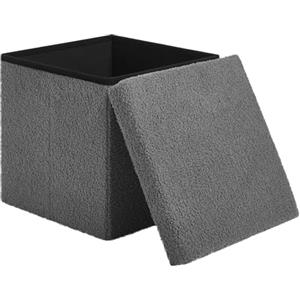 eSituro Pouf Contenitore, Sgabello Pieghevole, Poggiapiedi da Divano, Cubo Contenitore, per Giocattoli, Libri in Camera da Letto, Ingresso, Salotto 38x38x37cm, in Stoffa di Peluche Grigio Scuro