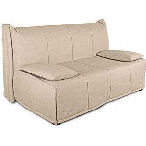 EVERGREENWEB MATERASSI & BEDS EVERGREENWEB Divano Letto 3 Posti con Materasso Matrimoniale 140x190 Prontoletto RICHIUDIBILE Rivestimento con Balze SFODERABILE e Lavabile Coppia Cuscini SUPERSOFT Abbinati color Beige EVENING LUXURY