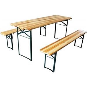 AVANTI TRENDSTORE - Luma - Set da Birreria Pieghevole in legno 1x Tavolo180cm + 2x Panche in Legno per Party Sagra Festa Evento