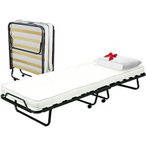 Cortassa Soluko | Letto Brandina Pieghevole a Doghe Con Materasso Polyuretano e Copertura Salvapolvere Inclusa, Struttura Resistente e 4 Ruote Girevoli, 100% Made In Italy 80x200 Singola