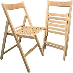 Sicignano Casalinghi Ingrosso Casalinghi Sicignano | Set 2 Sedie Pieghevoli Classiche Richiudibili Compatte in Legno di Faggio Naturale 43x49x79h cm - Comode Facili da Portare, Campeggio Giardino Spiaggia Terrazzo Balcone, Made in Italy
