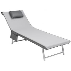 o-day Telo Mare Microfibra Con Tasche Laterali Cuscino Poggiatesta Gonfiabile 190x70cm Teli Mare Con Elastici Per Lettini (Grigio)