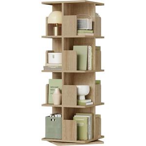 EUGAD Libreria Girevole a 360°, Scaffale Multilivello Moderno con Kit Antiribaltamento, Ripiano per Soggiorno Ufficio, 40x40x129cm, Legno chiaro