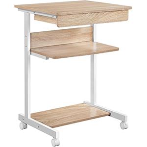 Yaheetech Scrivania per Computer Scrivania con Tastiera Scorrevole ad Angolo Tavolo con Ruote Tavolo da Lavoro Mobile Porta pc da Ufficio56 x 51 x 79 cm