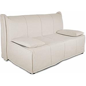 EVERGREENWEB MATERASSI & BEDS EVERGREENWEB Divano Letto 3 Posti con Materasso Matrimoniale 140x190 Prontoletto RICHIUDIBILE Rivestimento con Balze SFODERABILE e Lavabile Coppia Cuscini SUPERSOFT Abbinati color Panna EVENING LUXURY