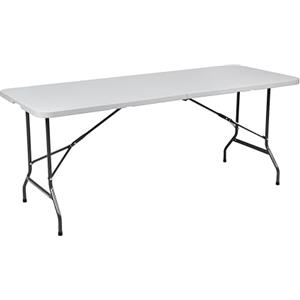 XONE Tavolo pieghevole bianco Catering Half Table con struttura in metallo e piano in resina, dimensioni tavolo 180x76x73cm, per interni e giardino