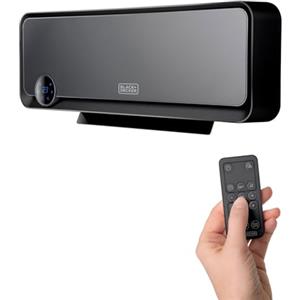 BLACK+DECKER BLACK + DECKER BXWSH2000E - Termoventilatore ceramico da parete, adatto per bagni, con termostato elettronico, programmatore, timer e telecomando. Display LED, sistema PTC e oscillazione automatica