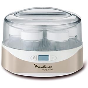 Moulinex YG231E Yogurteo, Macchina per lo Yogurt in Argento Premium con 7 Vasetti da 160 ml Ciascuno, con Timer Digitale, Arresto Automatico e Coperchio con Display