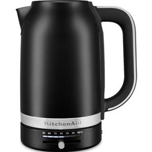 KitchenAid Bollitore Elettrico con Temperature Regolabile - 5KEK1701EBM - Bollitore Acqua de 1,7L en Acciaio Inox - Design Retro - Con Filtro Antocalcare Rimovible - 2400W - Colore Nero Opaco