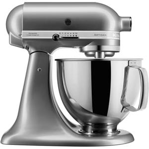 Kitchenaid Planetaria - Artisan - Robot da Cucina con testa inclinabile e 7 accessori - 4.8 L - Impastatrice - Color Argento placcato