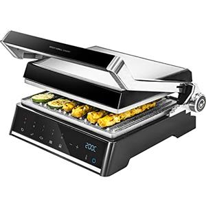 Cecotec Griglia elettrica Rock'nGrill Smart Temp/Temperatura Regolabili, 180º, Piano Rimovibile, Vassoio Raccoglibriciole 2000W
