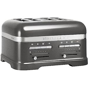 Kitchenaid tostapane - Artisan - Toaster 4 fette con scomparti extra-large e pinze autocentranti - Macchina per Toast con 7 Livelli di Doratura - Retro - Argento medaglia