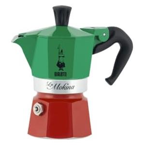 Bialetti 5650 Caffettiera da caffè Moka Express Colore Verde/Rosso/Bianco 1/2 Tazza 30 ml