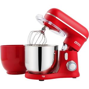 Kitchen in the box Impastatrice Planetaria, 2 Ciotole 3.5L Piccolo Planetaria Professionale, 10 Velocità Leggero con Uncino Impastatore, Mescolatore, Frusta Sbattitric (Rosso)