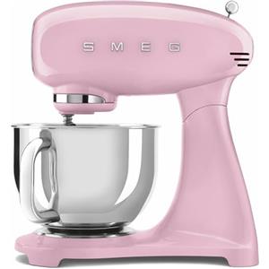 Smeg, Impastatrice Planetaria SMF03PKEU, 10 Livelli di Velocità, Funzione Smooth Start, Ciotola da 4,8 L, Sicurezza Blocco Motore, 3 Fruste, Gancio e Coperchio in Dotazione, 800W, Rosa