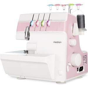 MEDION Macchina per cucire SO90 (elettrica, 90 watt, luce LED, taglio a una passata, numerosi accessori, MD19169) rosa