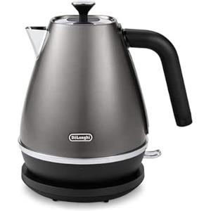De'Longhi Distinta Titanium KBIN2001.TB, Bollitore Elettrico, Base Girevole 360°, Indicatore Livello Acqua, Vano Riponimento Cavo, Filtro Anticalcare, Coperchio Rimovibile, 1.7 L, 2000W, Titanio Nero