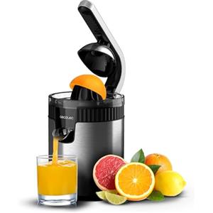 Cecotec Spremiagrumi elettrico a braccio per arance e agrumi Xqueeze RetroJuice 600 Steel, 600 W, stile retrò, filtro in acciaio inox, cono in plastica, leva per estrarre la polpa, antigoccia