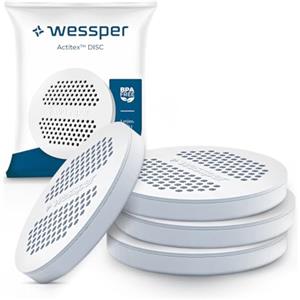 Wessper Filtro per Acqua Confezione da 4 Pezzi | Disco Filtrante di Ricambio per Bottiglie e Caraffe BRITA MicroDisc | Carbone Attivo in Tessuto non Tessuto, Riduzione di Cloro e Metalli Pesanti