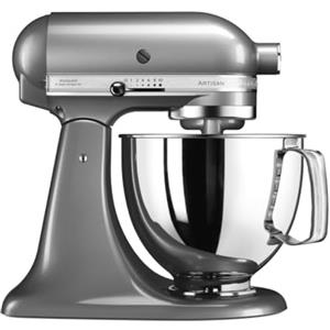 Kitchenaid Planetaria - Artisan - Robot da Cucina con testa inclinabile e 3 accessori - 4.8 L - Impastatrice - Color Argento placcato