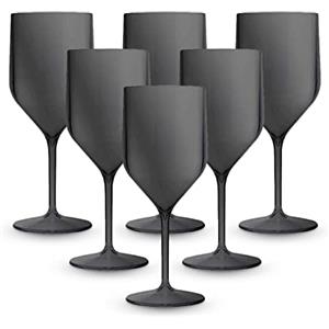 BRYNA BY AMZ BETTER BRYNA - Set 6 Pezzi Bicchieri Croisiere da 25 Cl in Policarbonato (Plastica Rigida), 100% Design Italiano, Bicchieri Infrangibili, Calici Vino Riutilizzabili e Lavabili in Lavastoviglie, Nero
