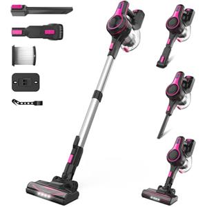 Generico Aspirapolvere Senza Fili Potente, Scopa Elettrica Senza Fili 45 Minuti Spazzola a LED Dust Cup Grande 1,2L, Scopa Elettrica in Piedi da Sola, per tappeti e peli di Animali