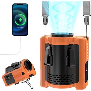 MERTTURM Ventilatore da Cintura Portatile, 10000mAh Ricaricabile (22 Ore di Raffreddamento), Ventilatore Potente Senza Mani per Collo/Corpo/Cintura/Scrivania con Luce e Power Bank per Esternii