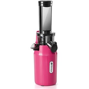 Ventray Ginnie Estrattore Frutta e Verdura - Slow Juicer 60 Giri/Min- Estrattore di Succo con Funzione di Masticazione Inversa, Facile da Pulire, Senza BPA, Cold Press, Spremiagrumi Elettrico, Rosa