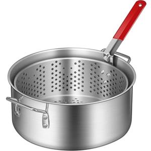VIVOHOME 9,5L Pentola in alluminio per friggitrice di pesce con cestello friggitrice con manico facile da impugnare per cucinare ali di pollo frutti di mare patatine fritte