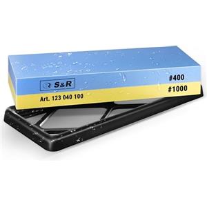 S&R Pietra per Affilare Coltelli Affilacoltelli Professionale per Coltelli Forbici Cesoie Scalpelli Grana 400/1000.
